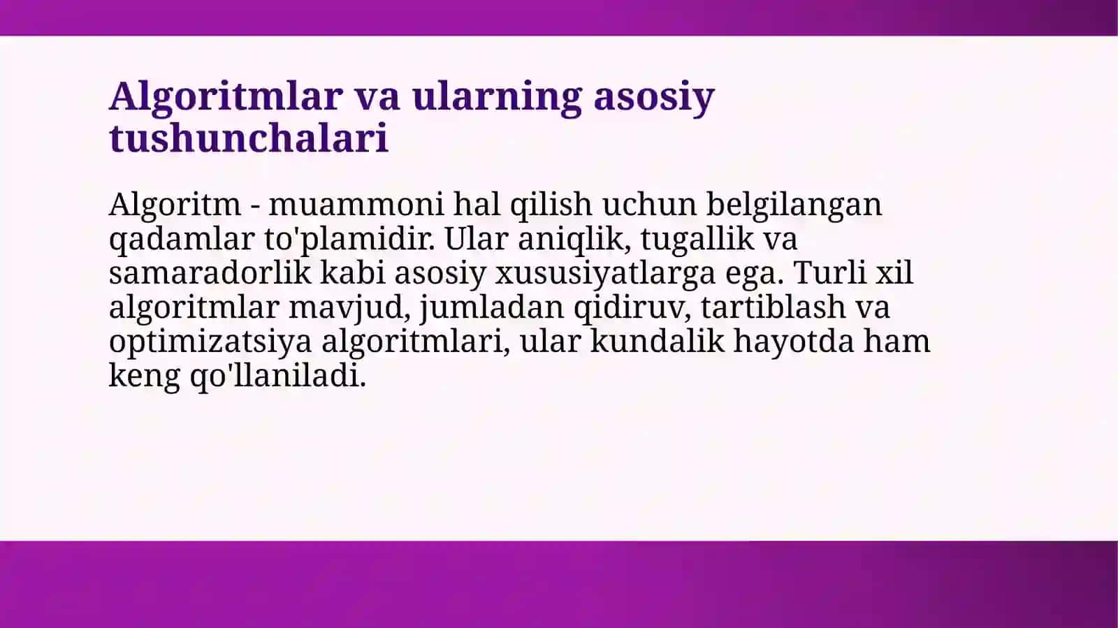 Algoritmlar va ularning asosiy tushunchalari 3