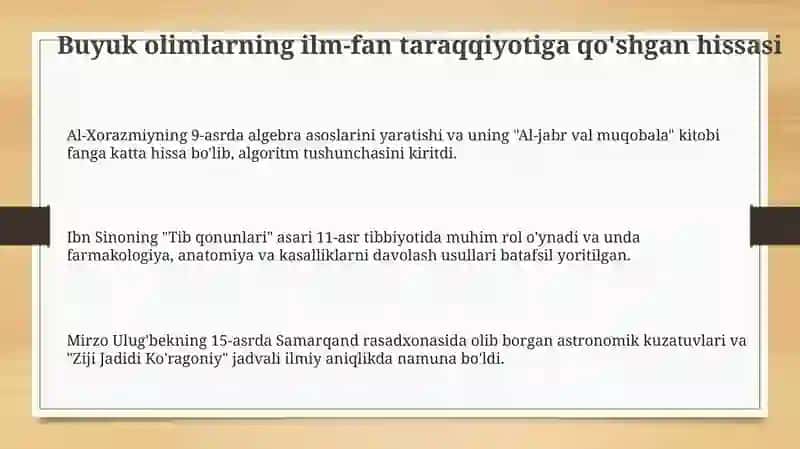 Buyuk olimlarning ilmiy merosi 3