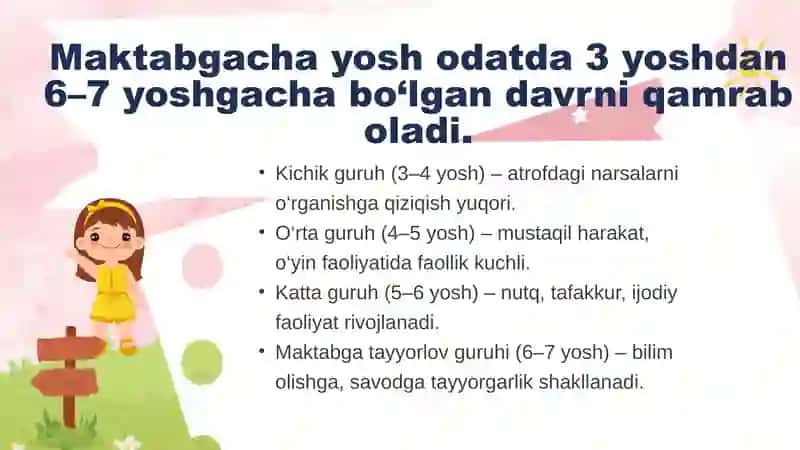 Maktabgacha yoshdagi bolalarning rivojlanishi, o‘ziga xos xususiyatlari 3