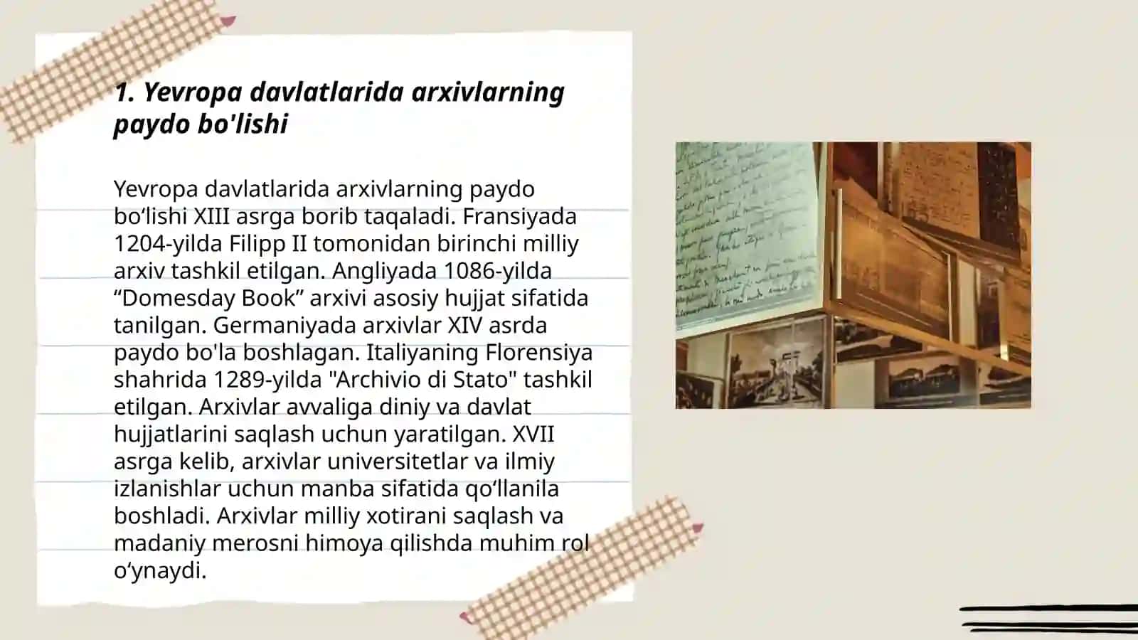 Yevropa davlatlarida dastlabki arxivlar 3