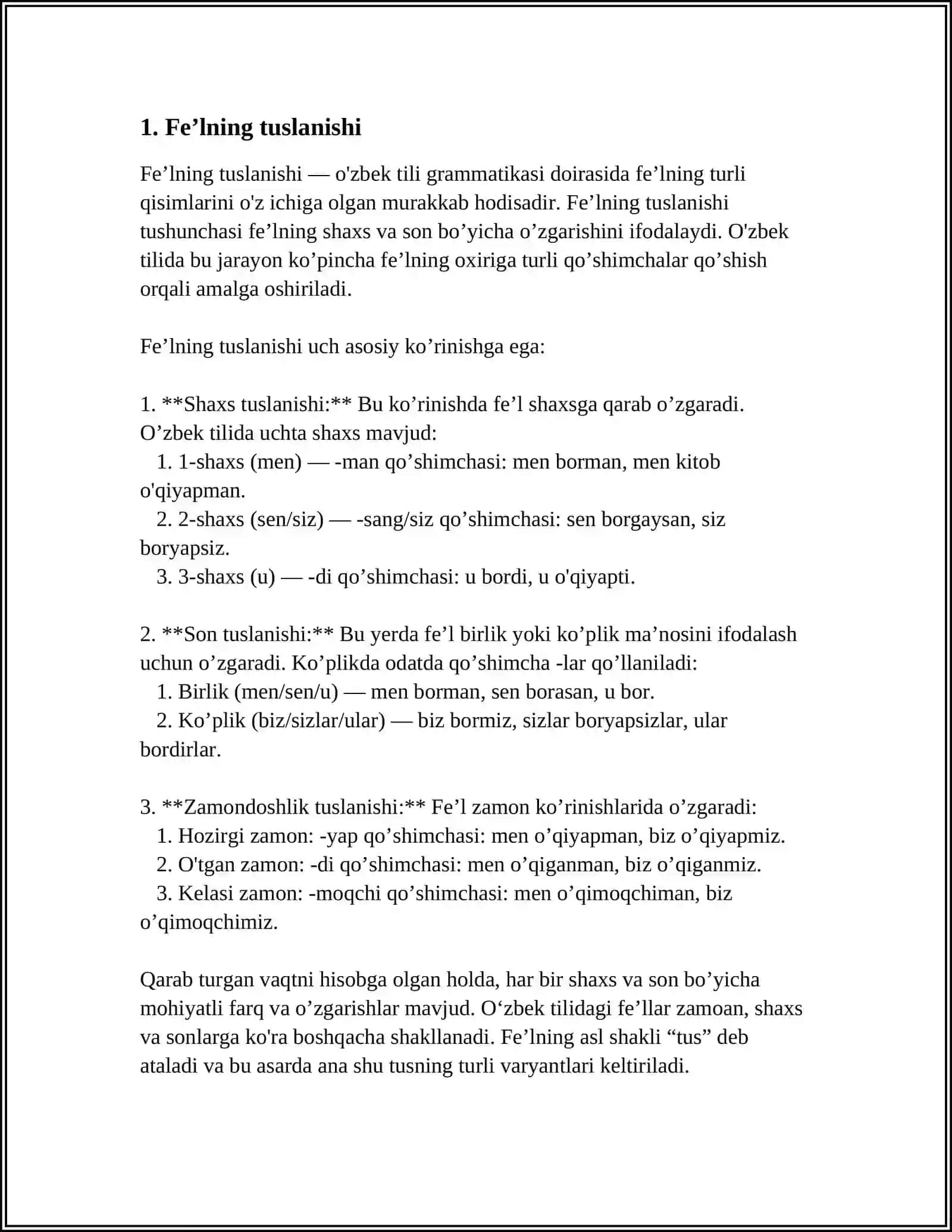 FE'L VA UNING GRAMMATIK MA'NOLARI 3