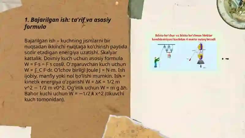 Bajarilgan ish: taʼrif va asosiy formula 3