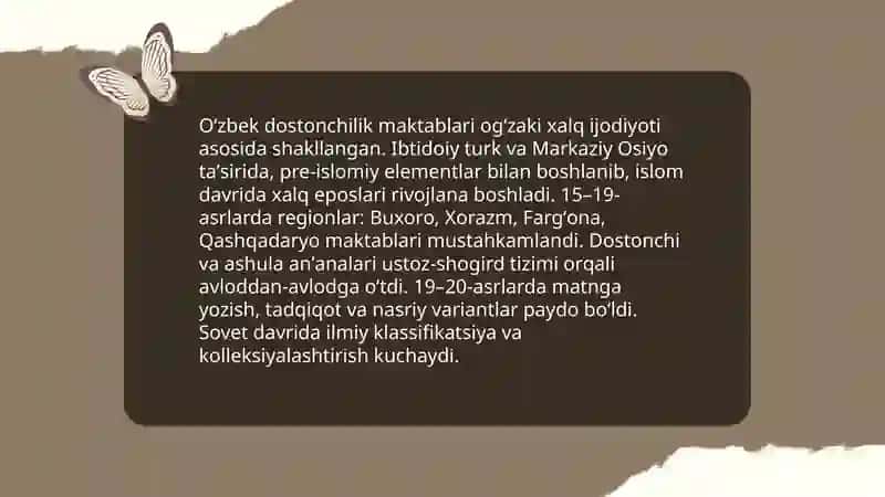 Oʻzbek dostonchilik maktablari va an'analari 3