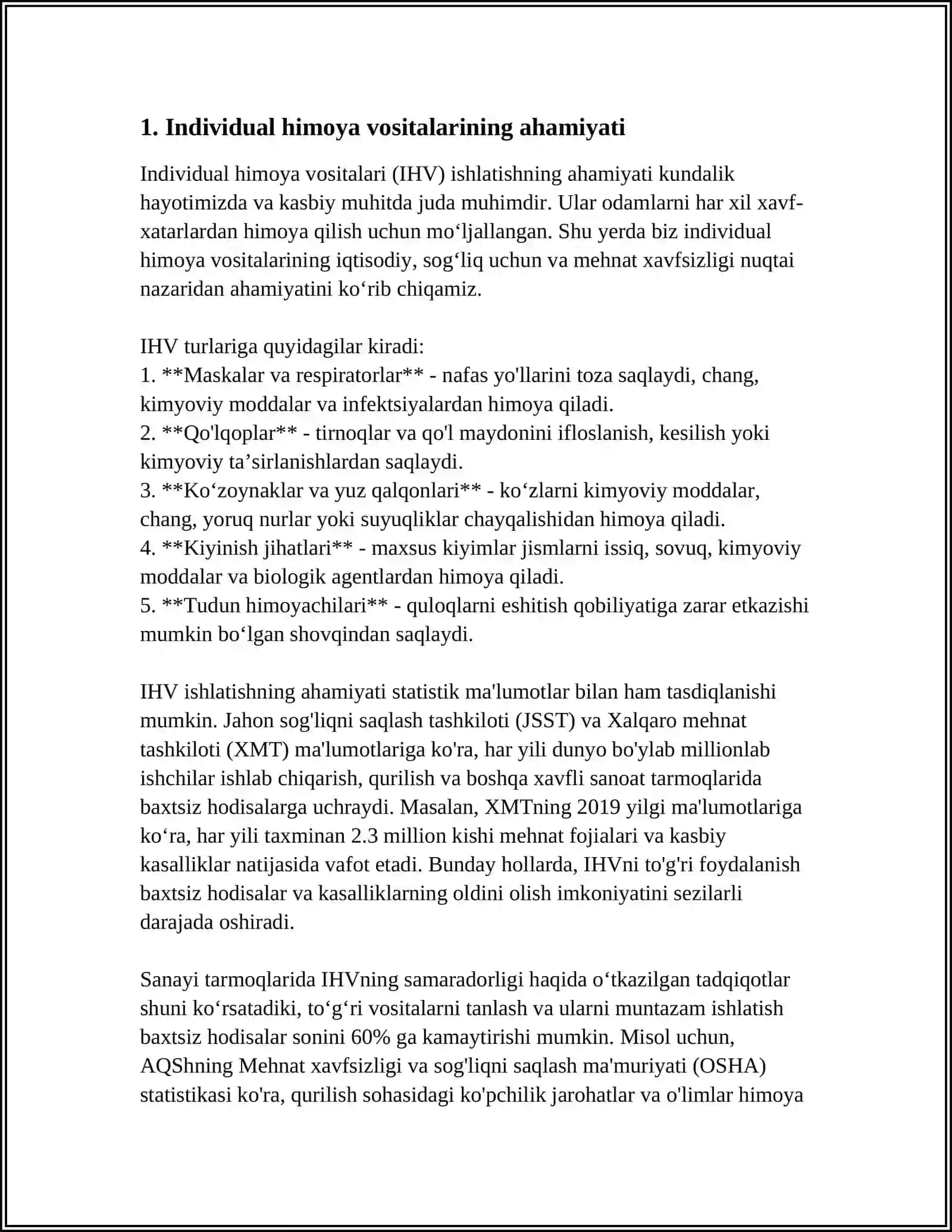Individual himoya vositalari (IHV) 3