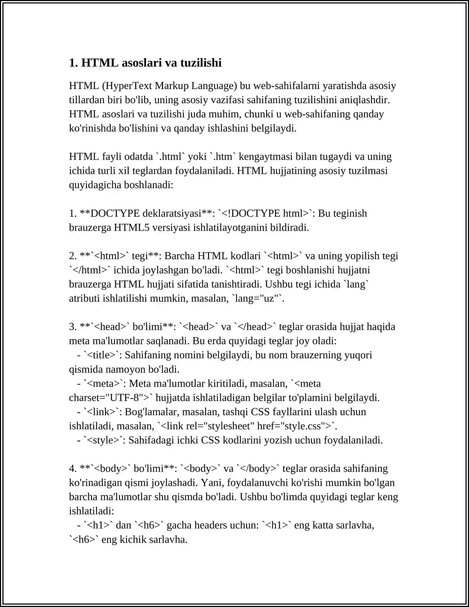 HTML VA CSS HAQIDA 3