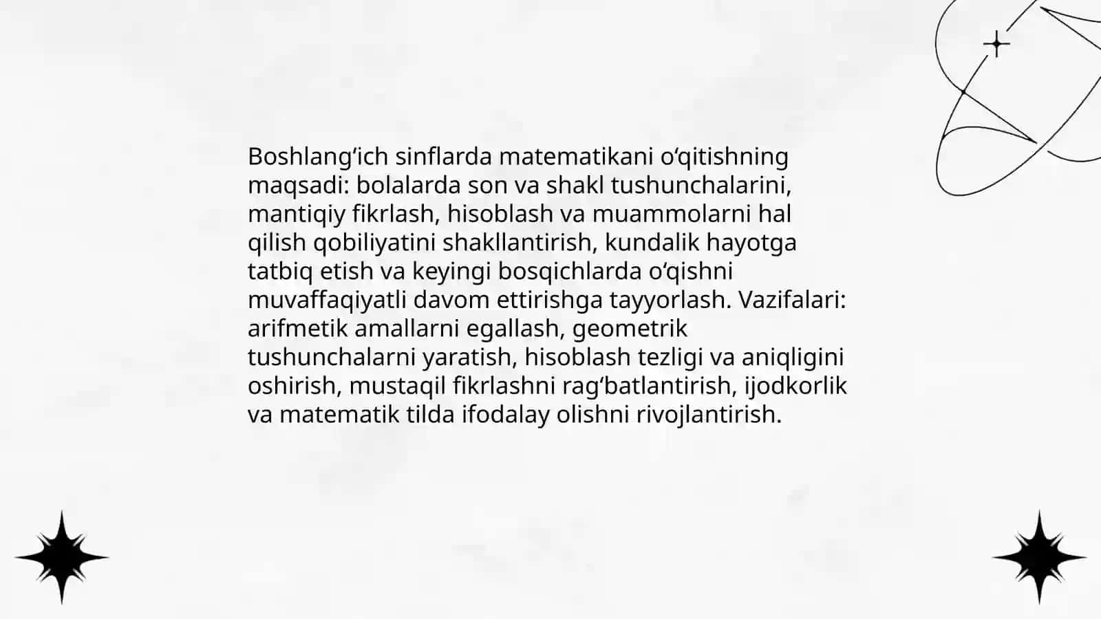Boshlang'ich sinflarda matematikka o'qitishning umumiy masalalari 3