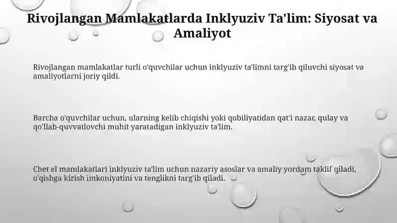 Inklyuziv taʼlimni xorijiy davlatlarda nazariy va amaliy jihatdan qoʻllab-quvvatlanishi 3
