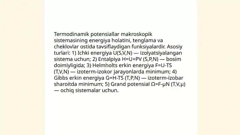 Termodinamik potentsiallar 3