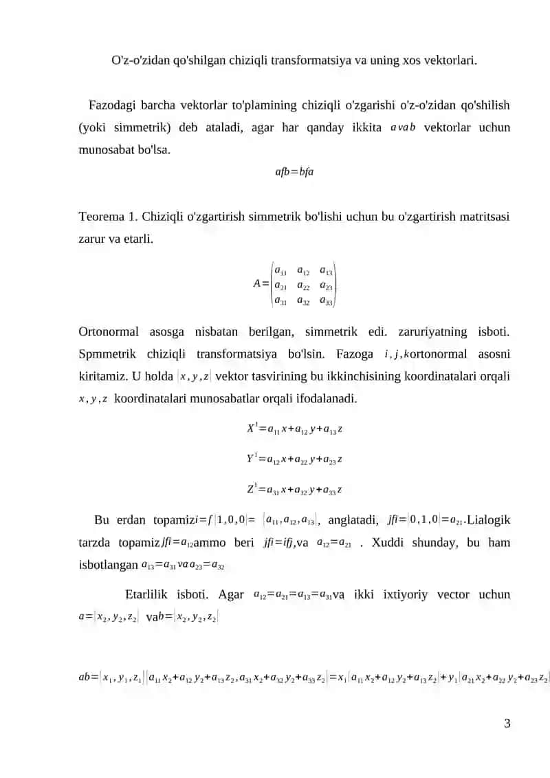 Tekislikda va fazoda geometrik figuralar nazariyasiga kirish 3