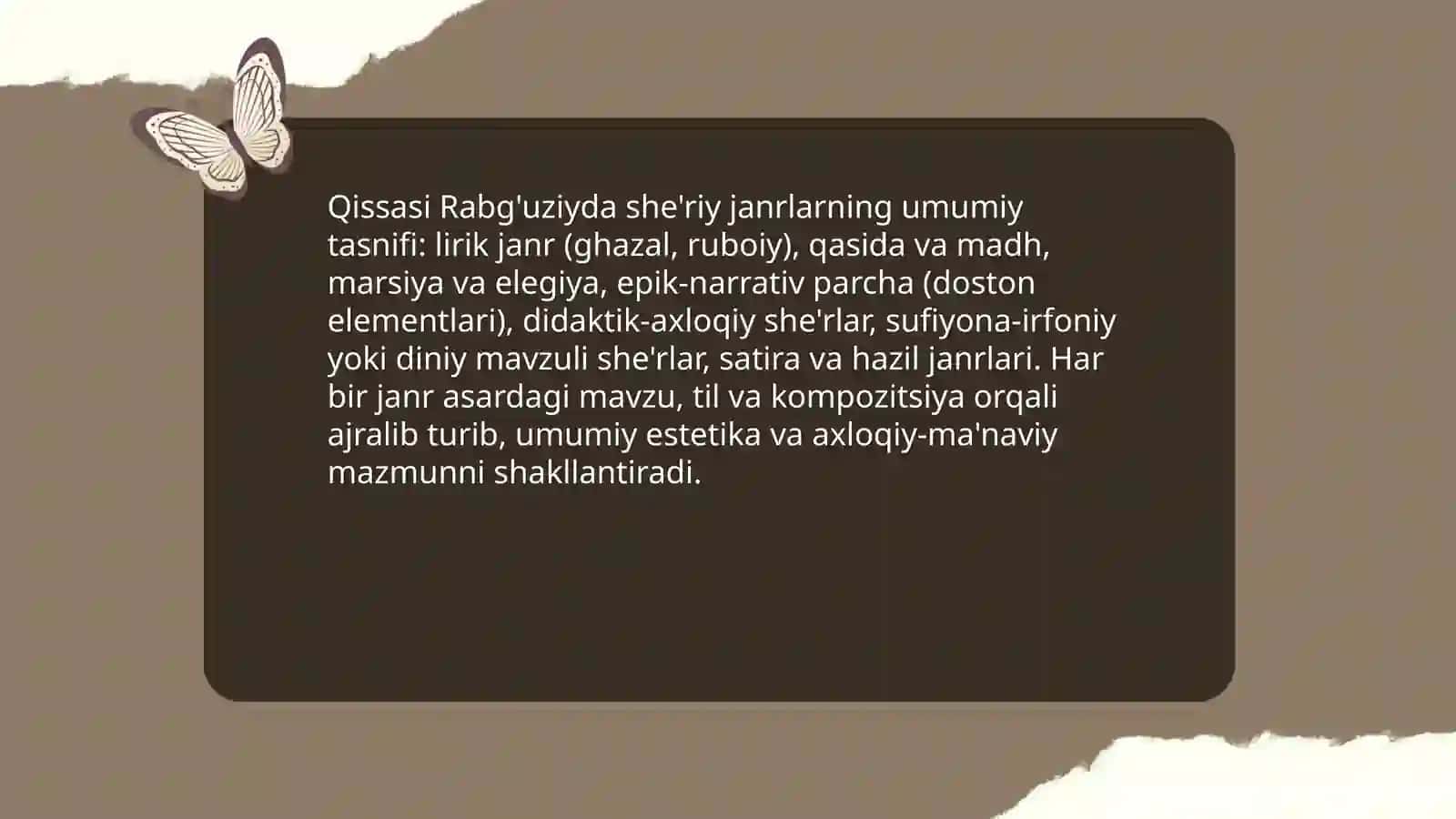 Qissasi Rabg'uziy asaridagi she'riy janrlar 3