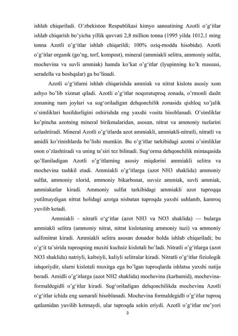 Azotli oʻgʻitlar olinishi va xossalari 3
