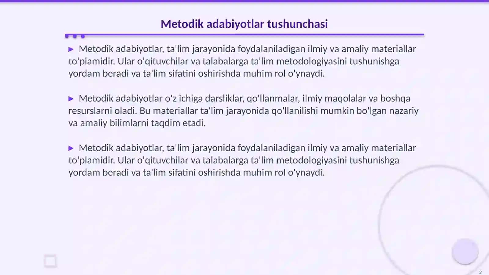 Metodik adabiyotlarni tahlil qilish 3