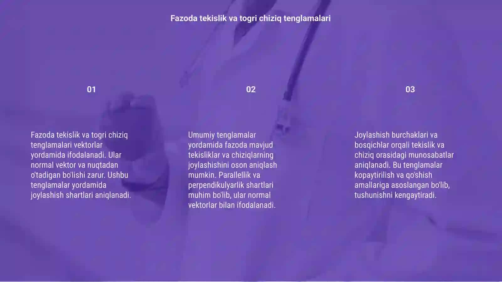 Fazoda tekislik va togri chiziq tenglamalari 3