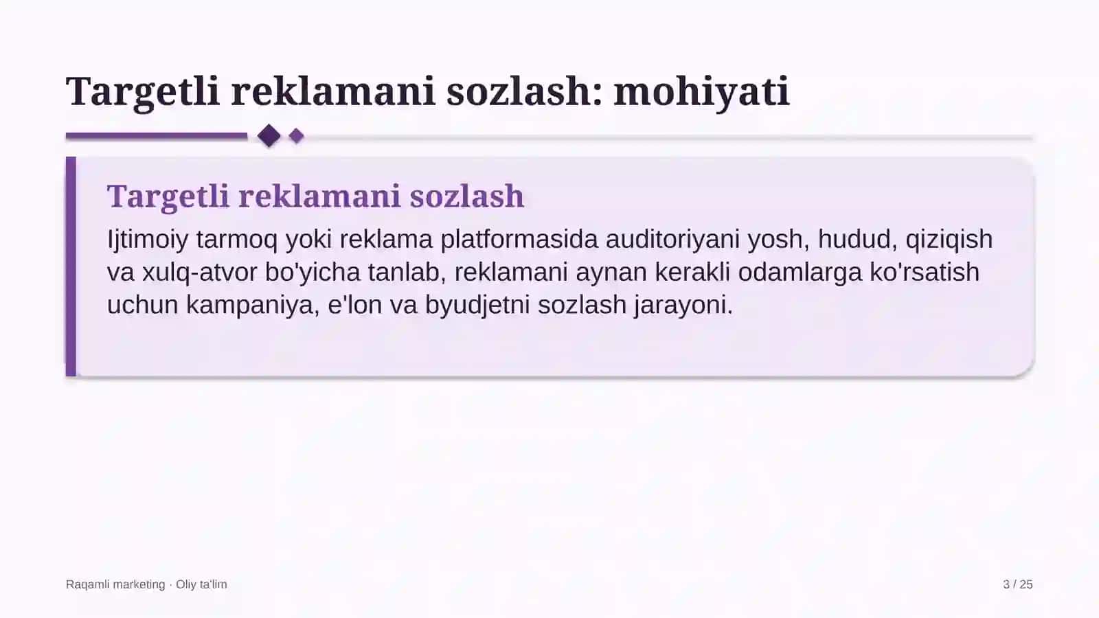 Doktoranturada targetli reklamani sozlash 3