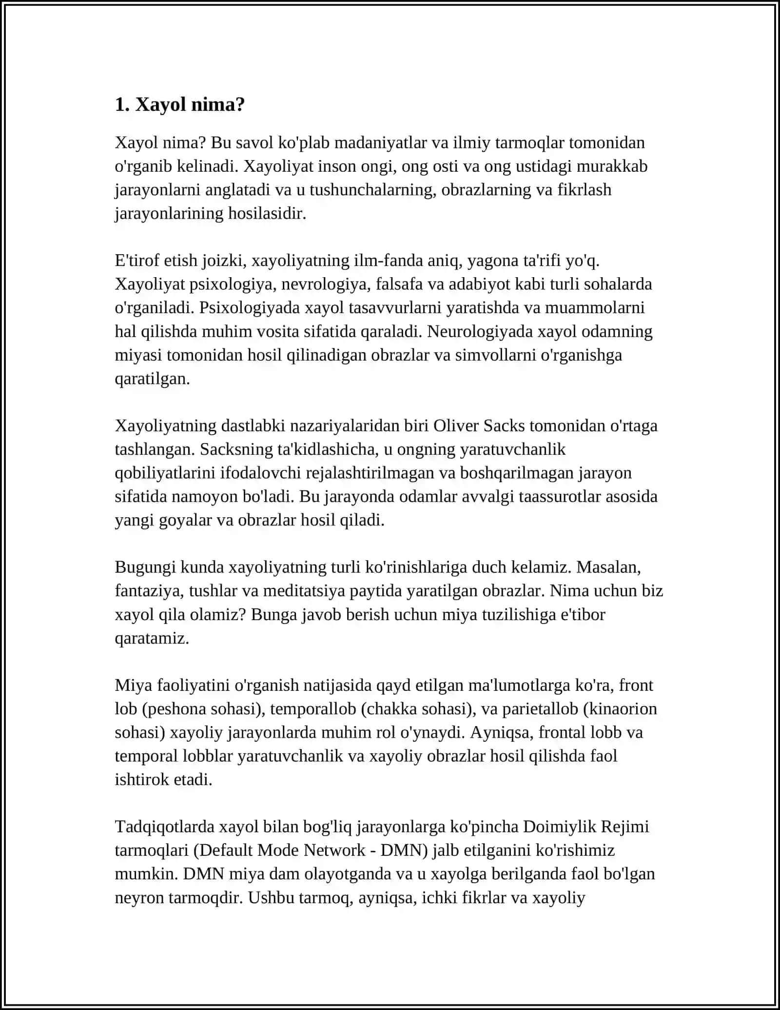 XAYOL HAQIDA TUSHUNCHA 3