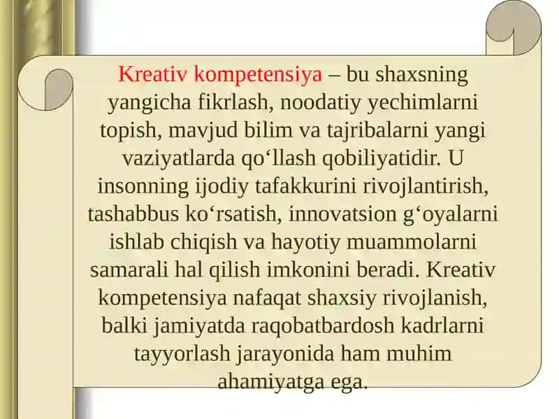 Kreativ kompetensiyaning mazmuni va tuzilishi. 3