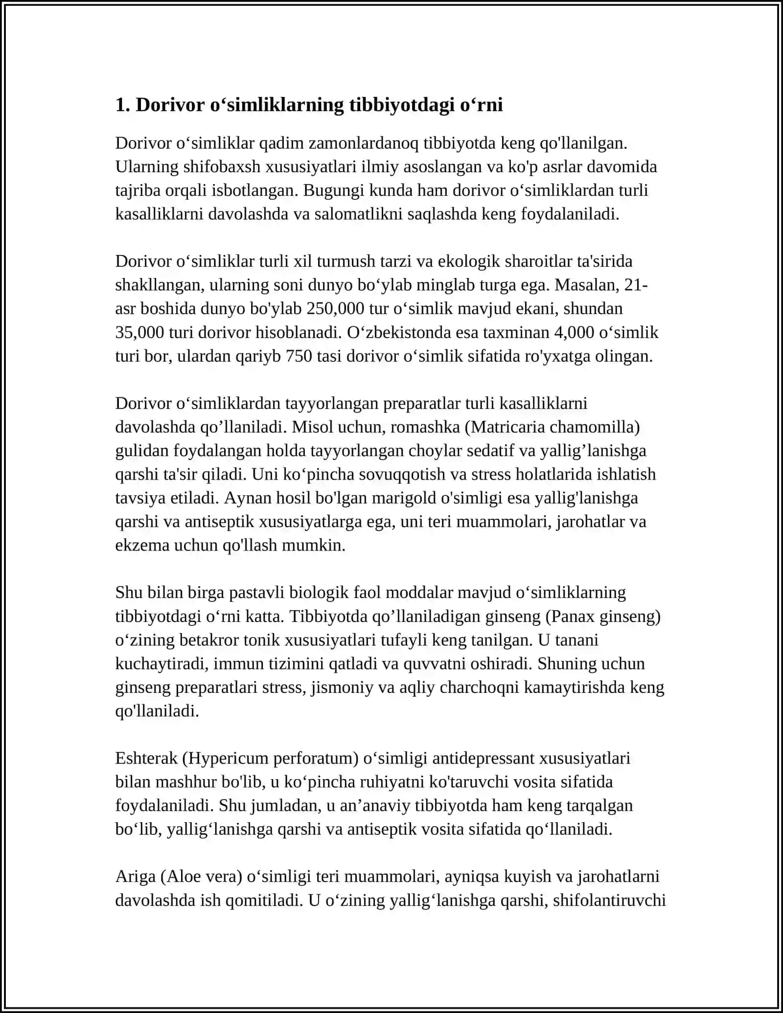 DORIVOR ÒSIMLIKLARNING INSON HAYOTIDAGI ROLI 3