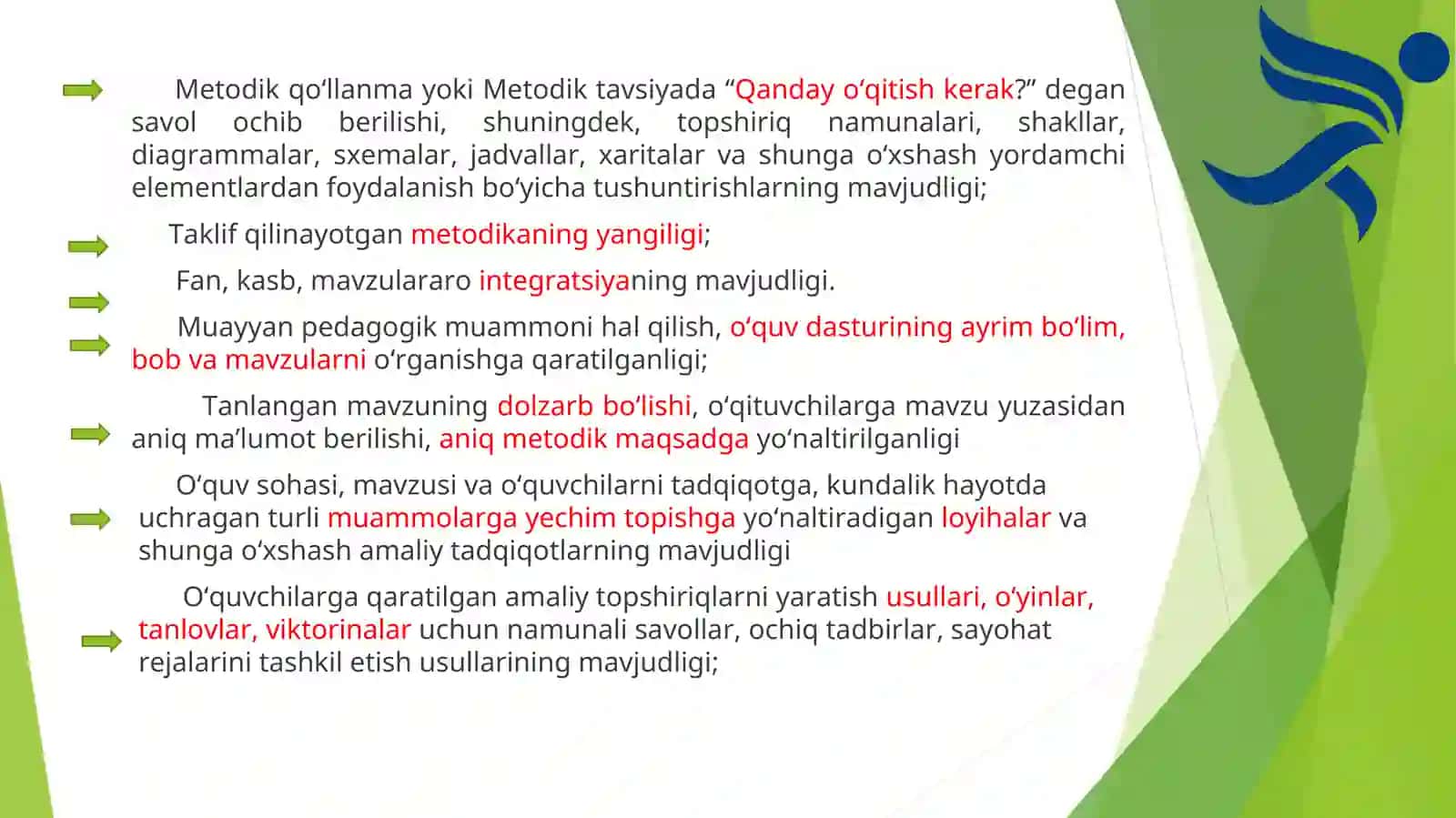 Metodik qo‘llanmalar yoki Metodik tavsiyalarga qo‘yilgan talablar va baholash mezonlari 3
