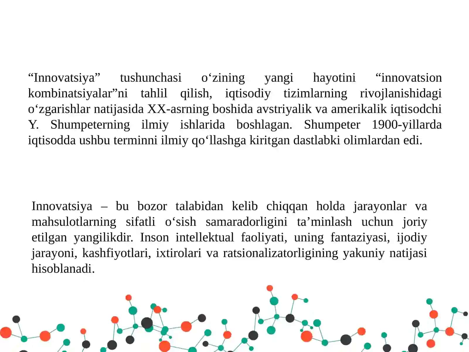 Innovatsiyada innovatsion jarayonlar Reja 3