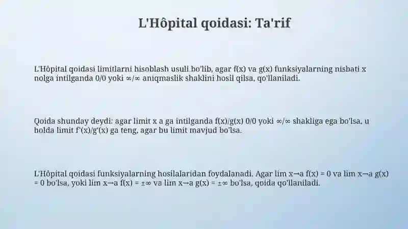 Lopital qoidalari 3