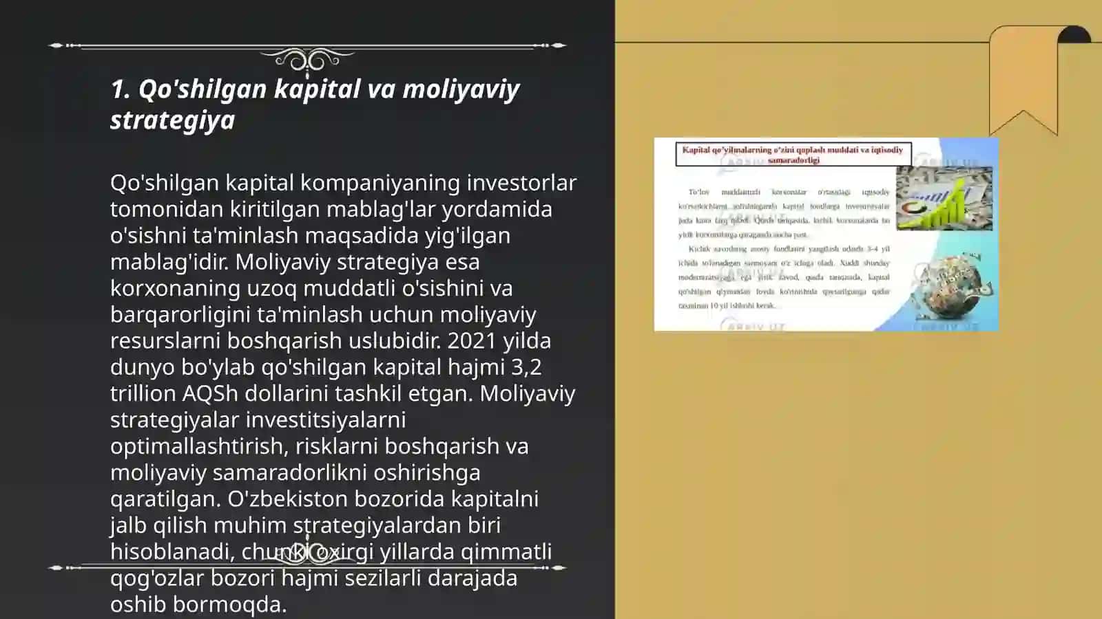 Qo'shilgan kapital va moliyaviy strategiya 3