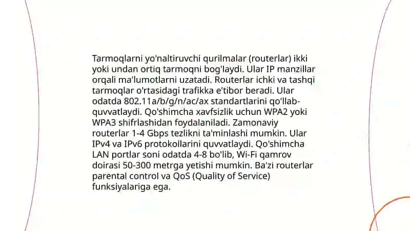 Tarmoqning aktiv qurilmalari 3