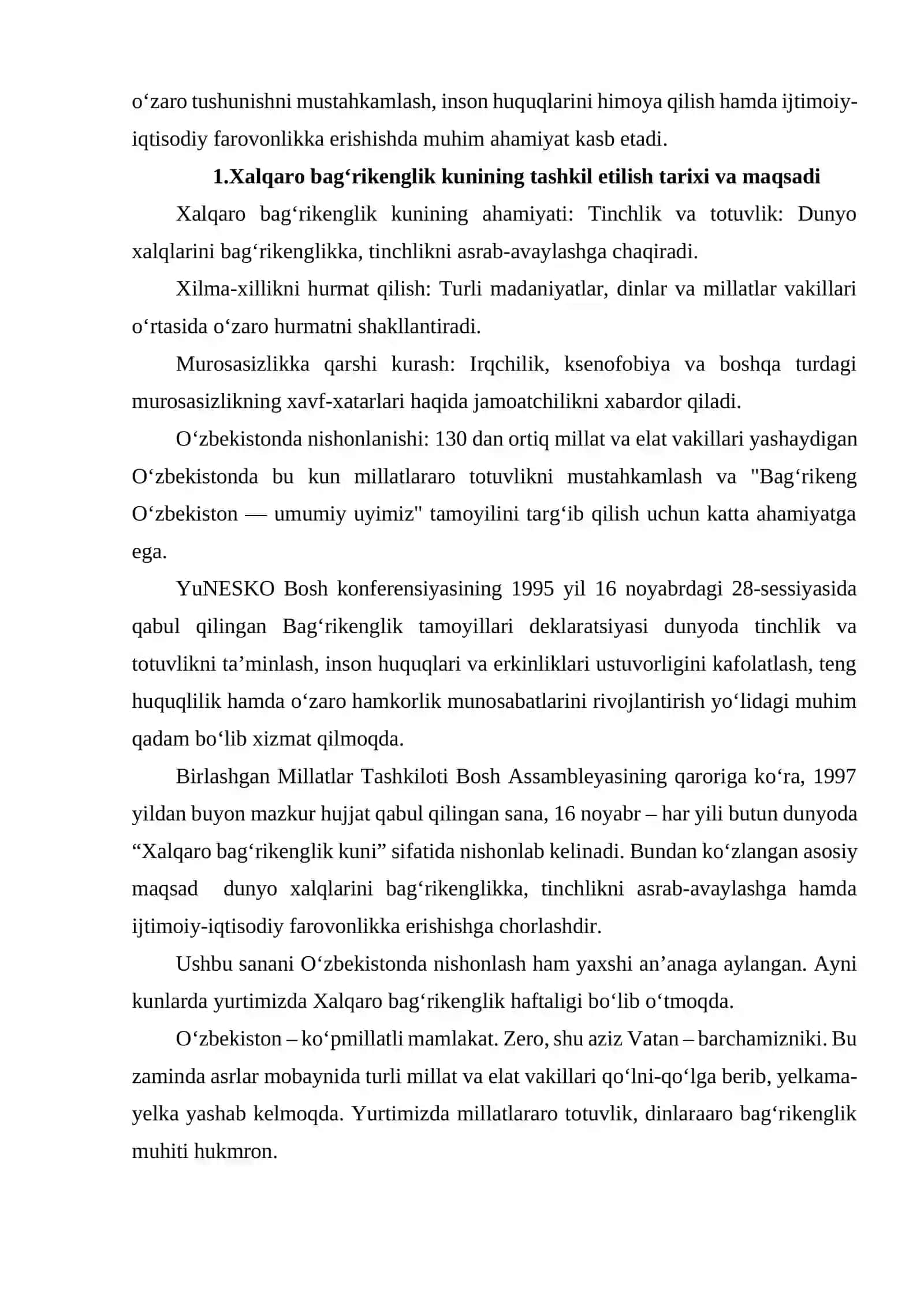 16- NOYABR XALQARO BAGʻRIKENGLIK KUNI VA UNING AHAMIYATI 3
