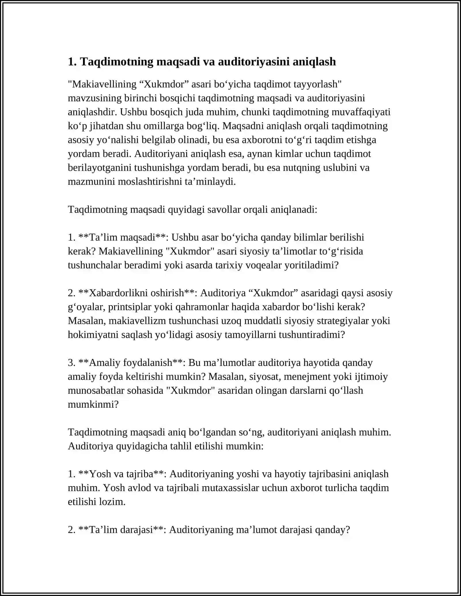 MAKIAVELLINING “XUKMDOR” ASARI BO`YICHA TAQDIMOT TAYYORLASH 3