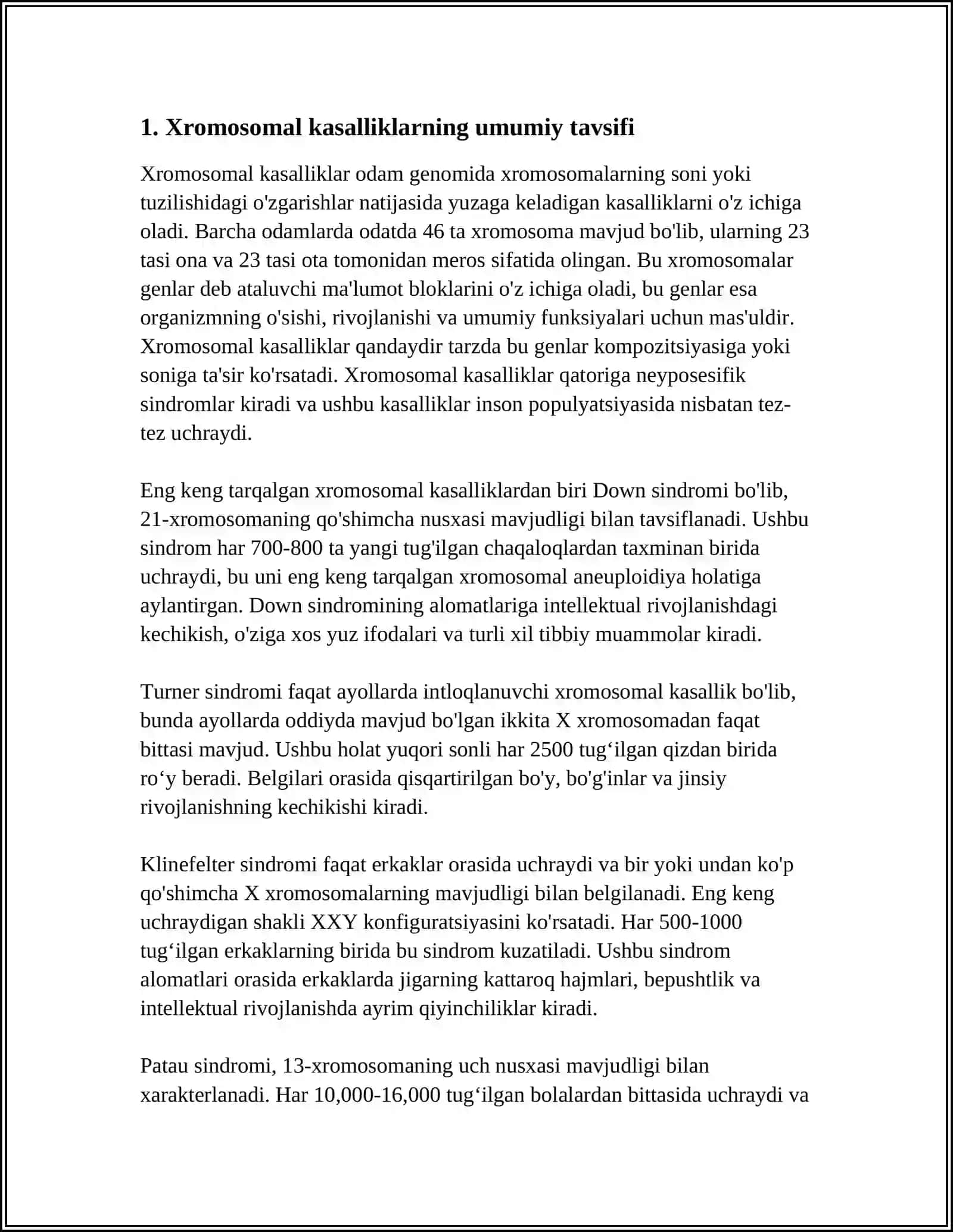 XROMOSOMA KASALLIKLARI 3