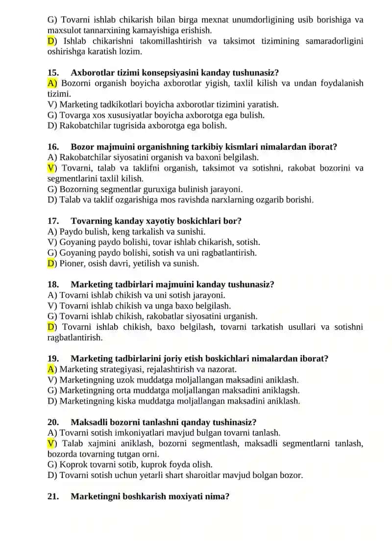 Marketing fanidan test savollari 3