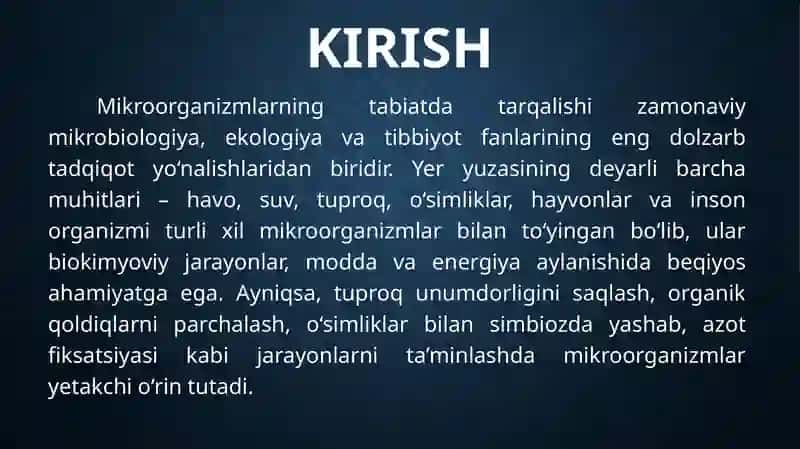 Mikroorganizmlarning tabiat datarqalishi 3