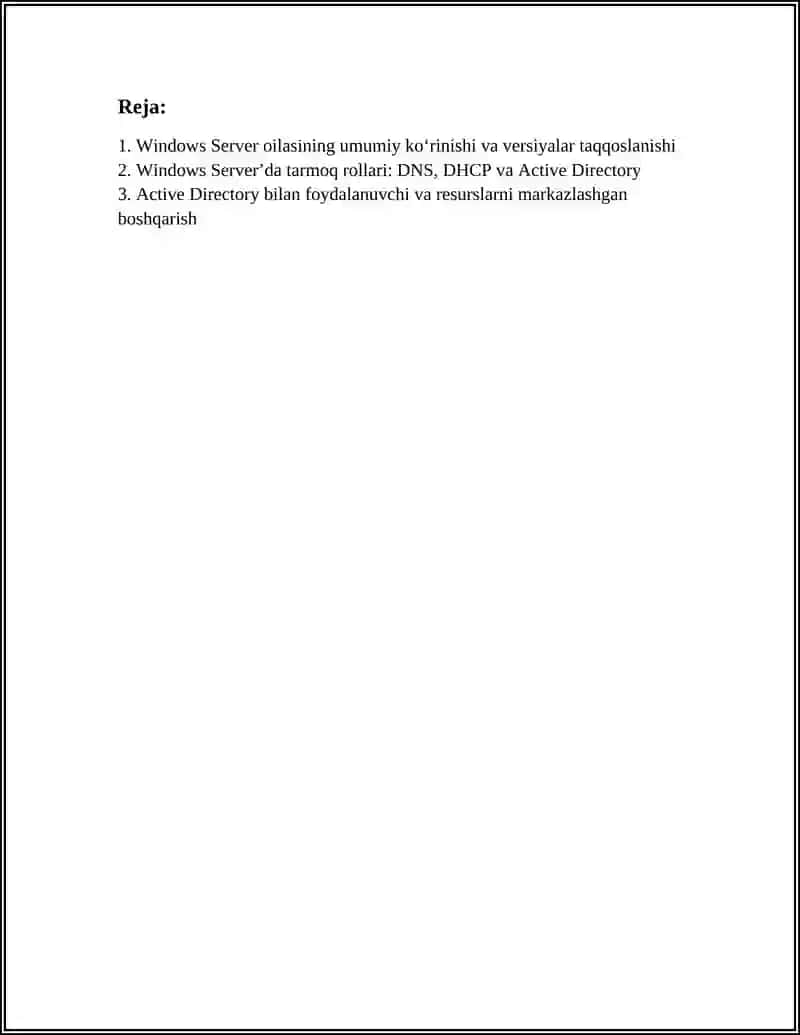 Windows Server operatsion tizimlari 3