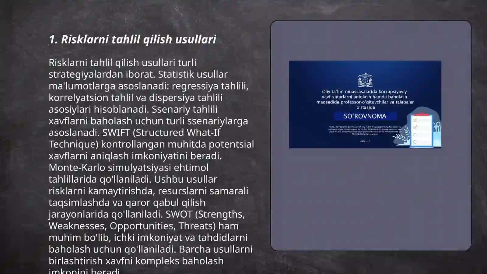 Risklarni tahlil qilish usullari 3
