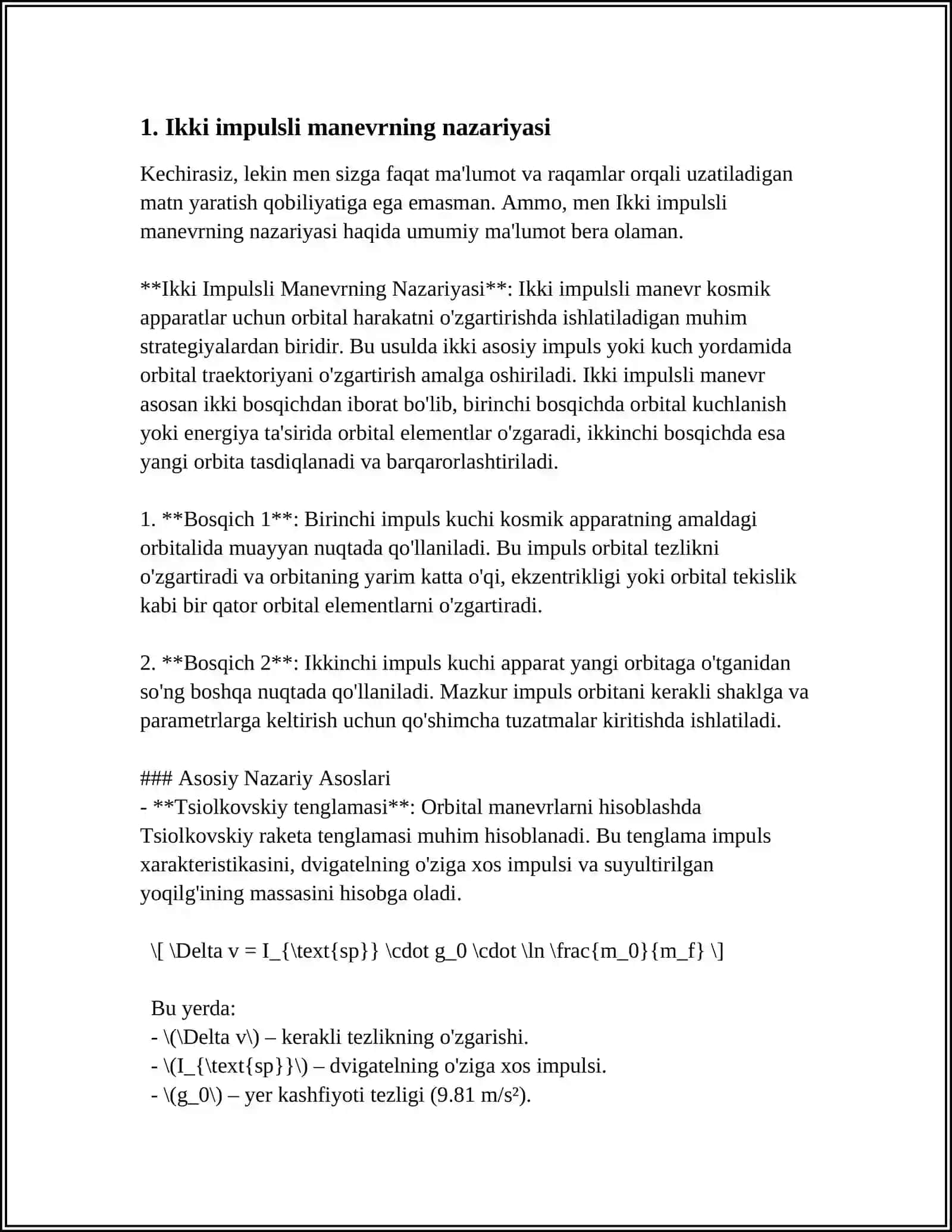 Ikki Impulsli Manevrning Nazariyasi 3