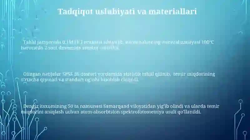 Dengiz itshumchugʻida temir (Fe) miqdorini aniqlash usullari 3