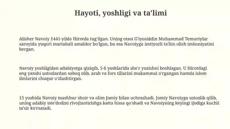 Alisher Navoiy hayoti va uning she'rlari 3