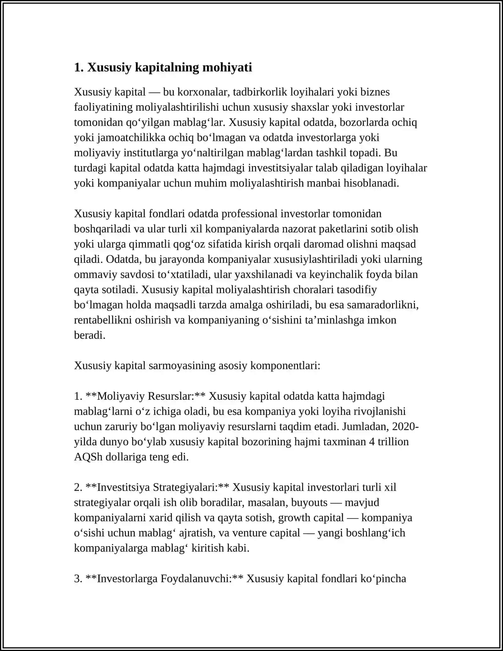 XUSUSIY KAPITAL VA UNING TAHLILI 3