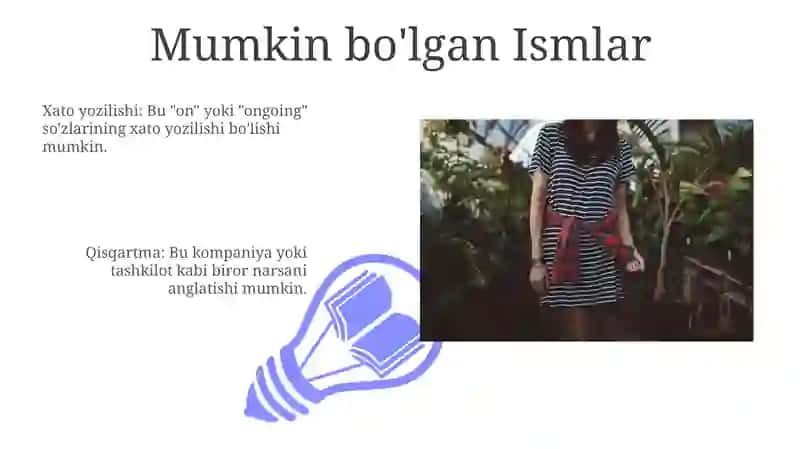 Mumkin bo'lgan Ismlar va Familiyalar 3