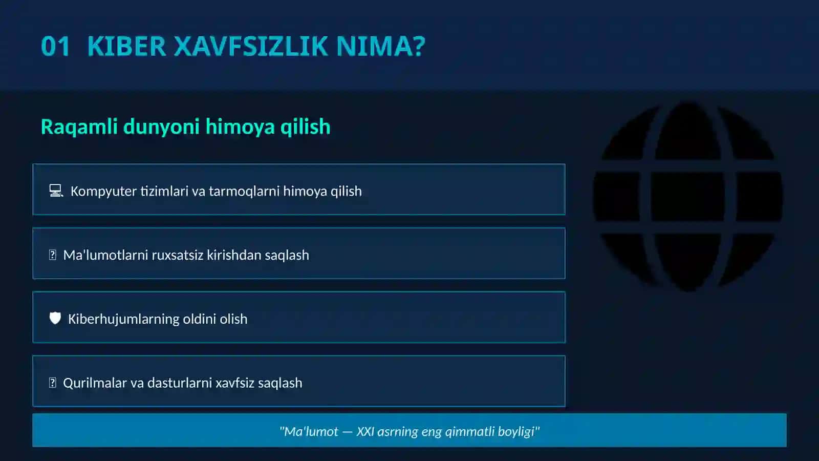 Kiber xavfsizlik to'g'risida 3