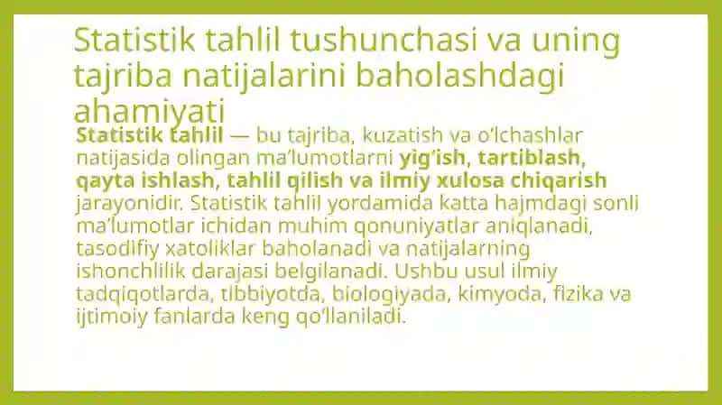 Tajriba natijalari tahlilining statistik usuli 3