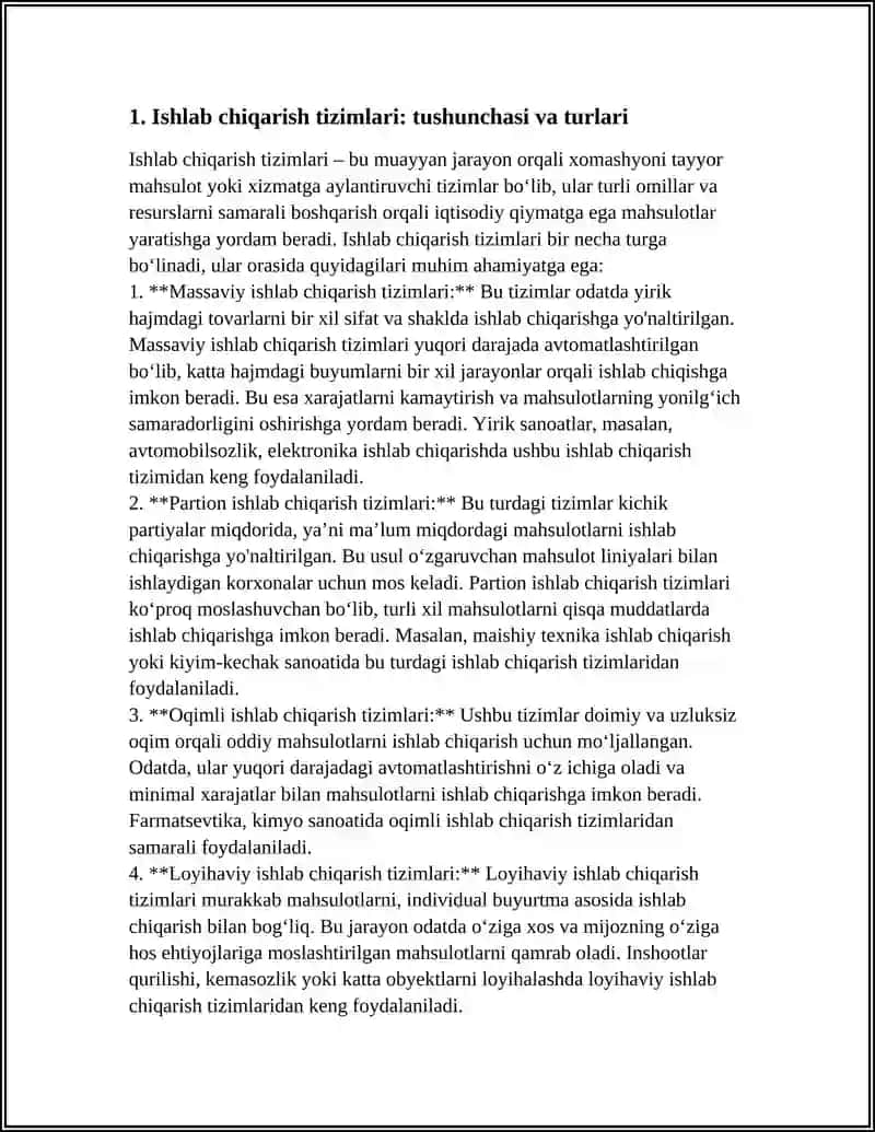 Ishlab chiqarish tizimlari 3