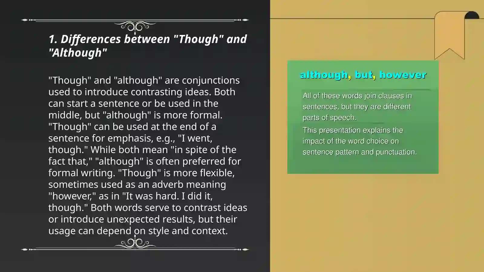 Differences between "Though" and "Although" 3