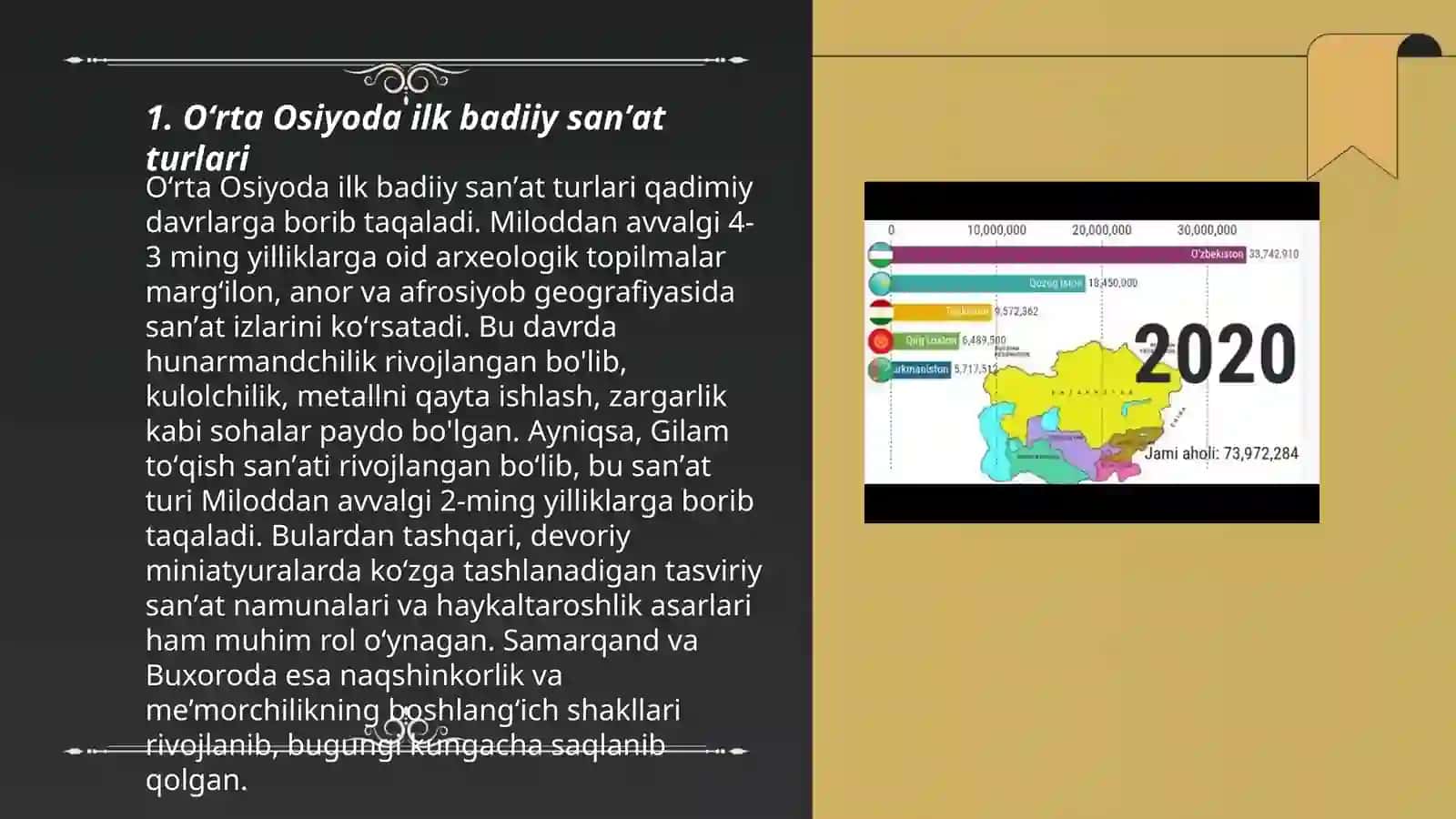 Oʻrta Osiyoda ilk badiiy sanʼat turlari 3