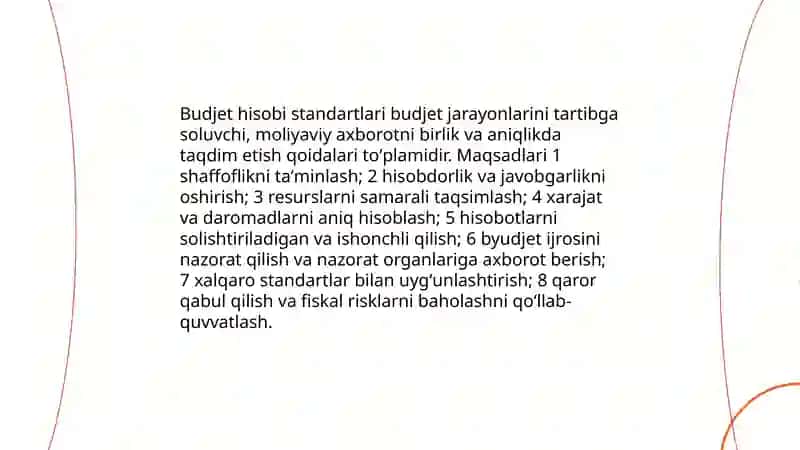Budjet hisobi standartlari va ularning mazmuni 3