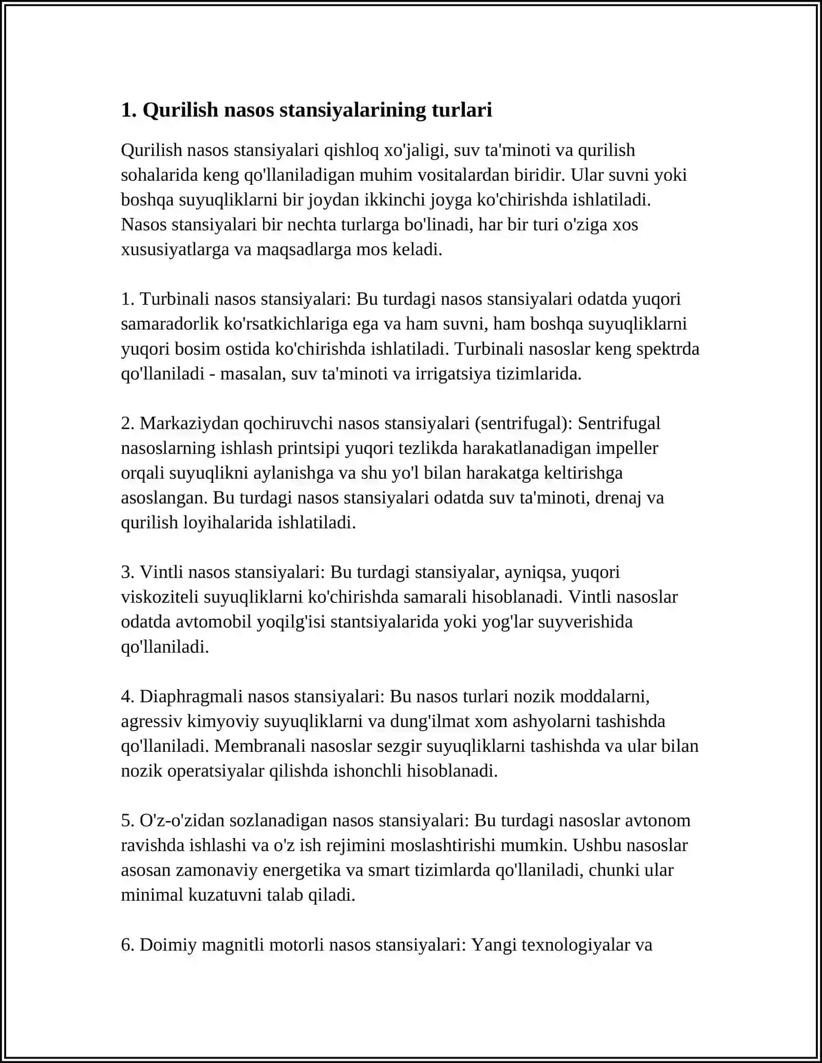 QURITISH NASOS STANSIYALARI 3