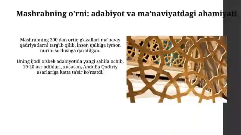 Mashrabning hayoti ijodi va uning oʻrni 3