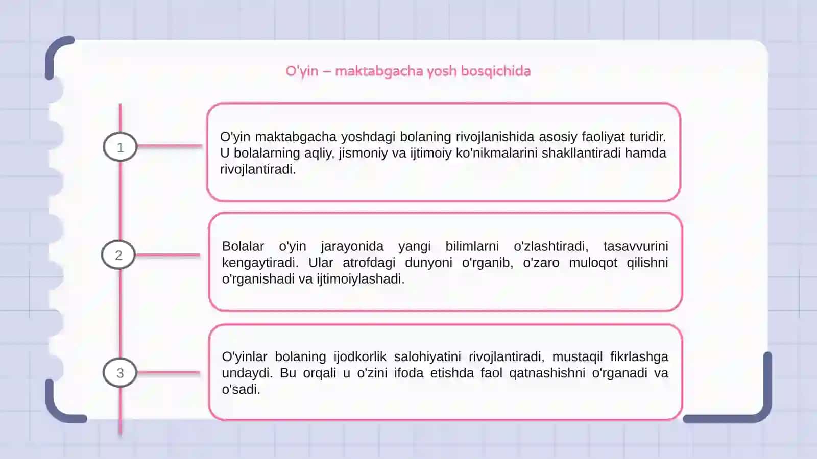 O'yin maktabgacha yoshdagi bolaning yetakchi faoliyati sifatida 3