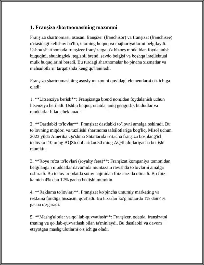 KOMPLEKS TADBIRKORLIK LITSENZIYASI(FRANSHIZING) SHARTNOMASI 3