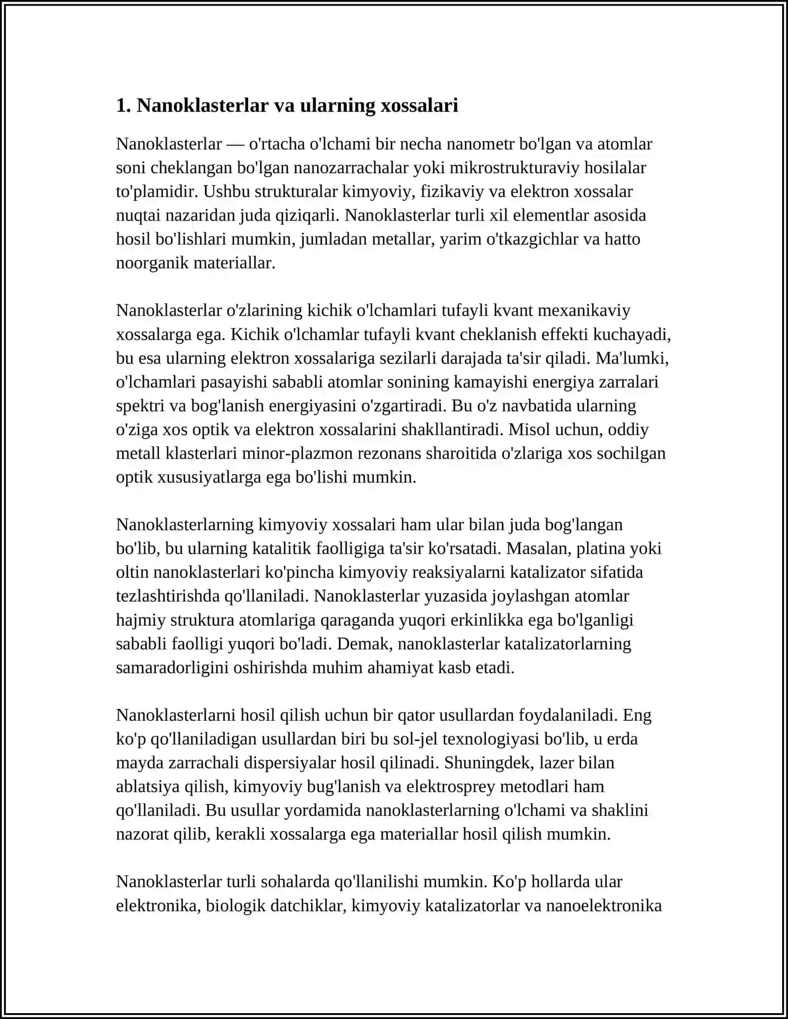 Nanoklasterlar va Nanotrubkalar 3