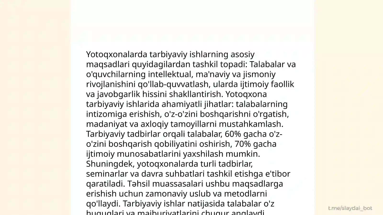 Yotoqxonalarda Tarbiyaviy Ishlar 3